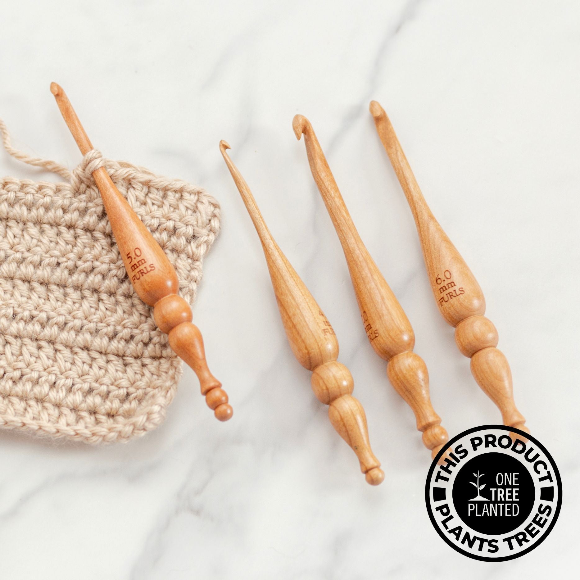 Alpha Series American Cherry Handmade Wood Crochet Hook Alpha Hook FurlsCrochet