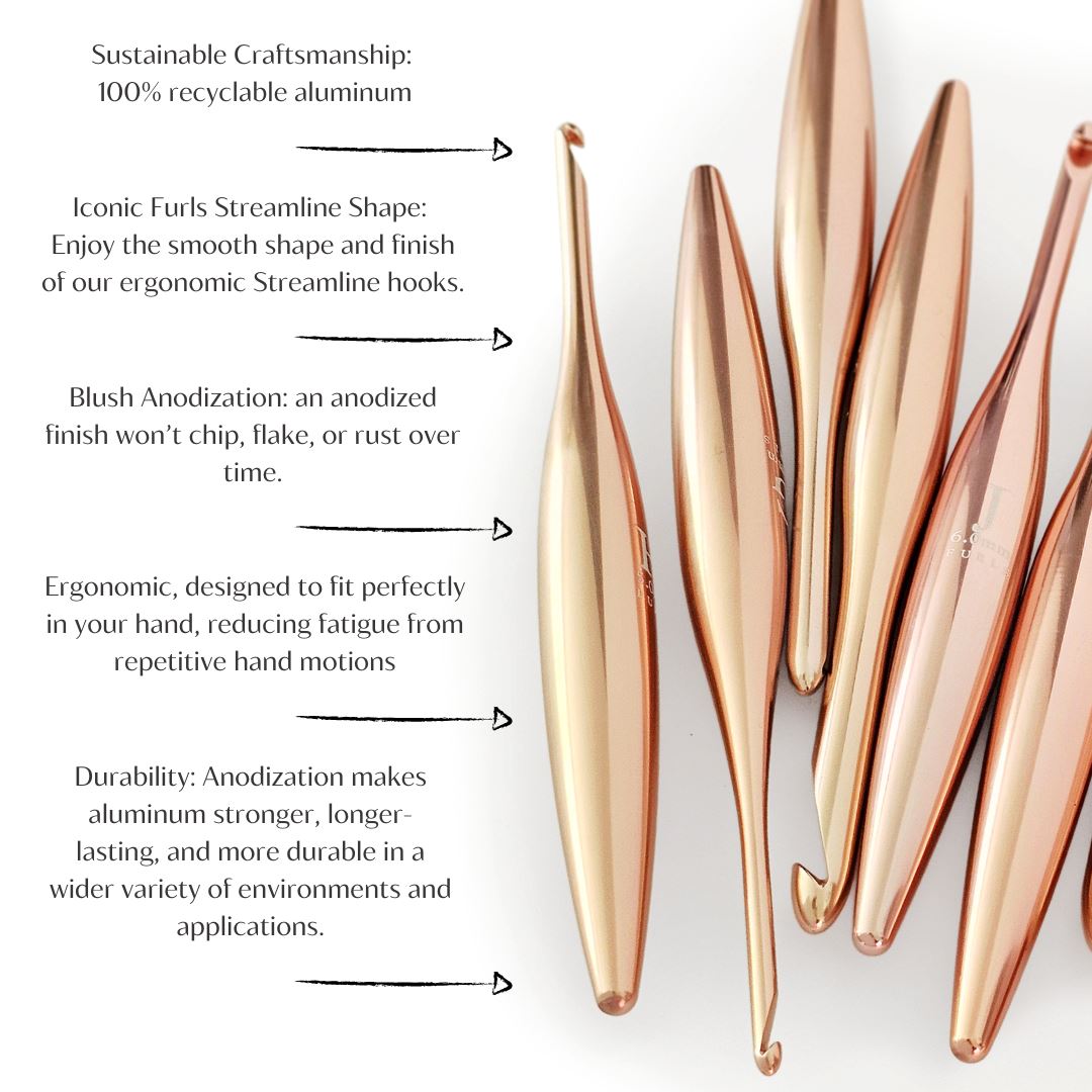 Blush Streamline Metal Crochet Hooks Metal Streamline FurlsCrochet