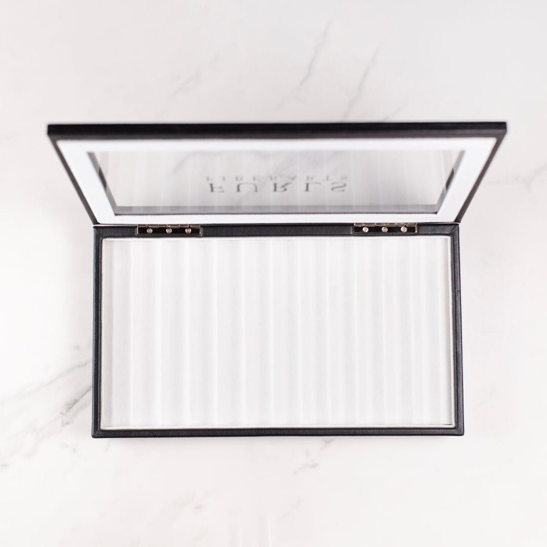 12 Hook Collector Display Case in Black Leather Storage and Display FurlsCrochet 