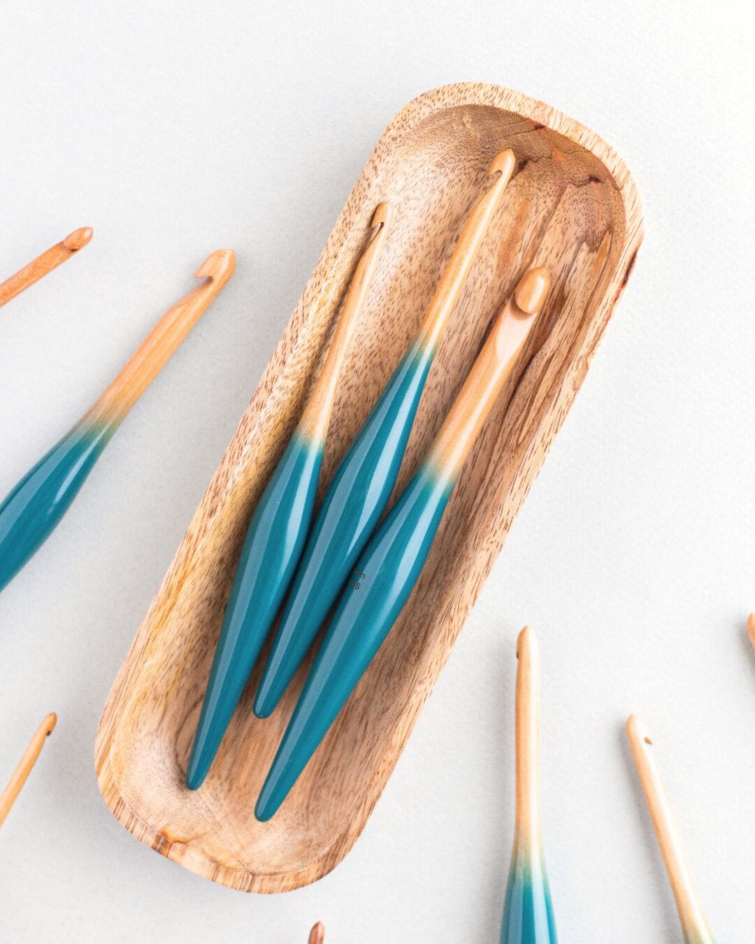 Limited Edition Teal Streamline Wood Ombre Crochet Hooks FurlsCrochet 